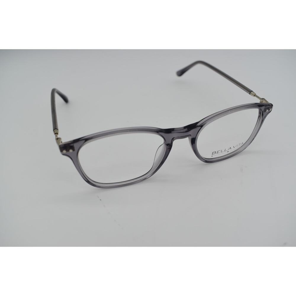 BELLA VITA Iconyx 1040 49-18-140mm Gray Transparent Oval Eyeglasses FRAMES ONLY